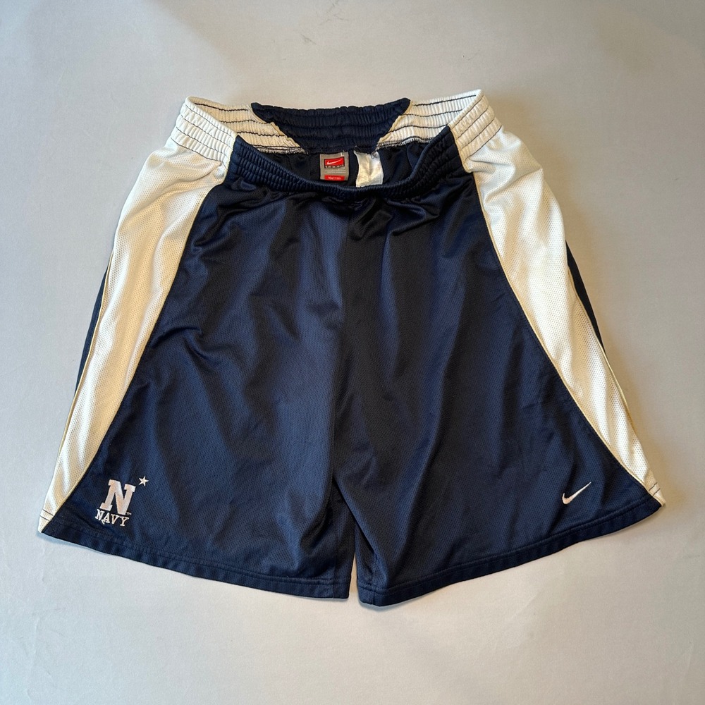Y2K Nike NCAA Navy Basketball Shorts Mens L 2000s NikeFIT Mesh USNAVY Midshipmen
